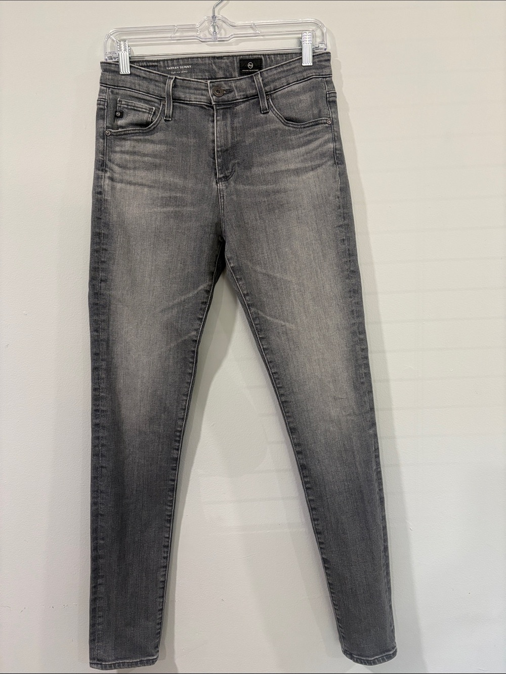 AG ADRIANO GOLDSCHMIED FARRAH SKINNY HIGH RISE FADED GREY JEANS SIZE /28R